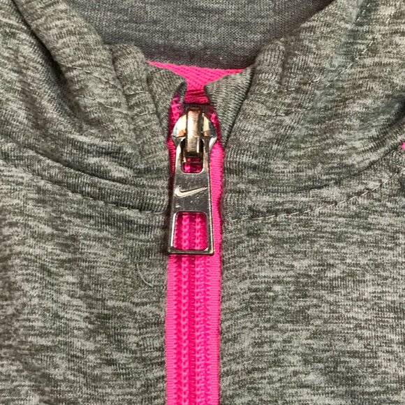 Nike Dri-Fit Lightweight Full Zip Jacket Girls Size 6 Gray, Pink Zipper Pockets - Picture 7 of 13